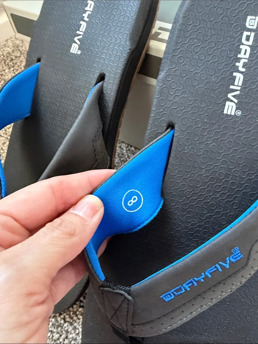 DayFive Men’s Black Flip-Flops with Blue Accents